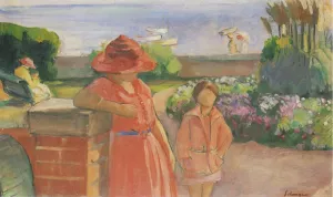 A Walk by the Sea by Henri Lebasque Oil Painting