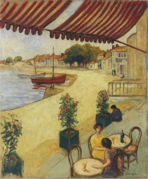 Cafe sur la Port by Henri Lebasque Oil Painting
