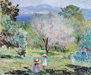 Girls in a Landscape in Cannes by Henri Lebasque Oil Painting