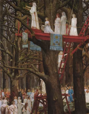 Druids Cutting the Mistletoe on the Sixth Day of the Moon by Henri Paul Motte Oil Painting