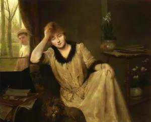 Portrait of a Woman in an Elegant Interior by Henri Rondel Oil Painting