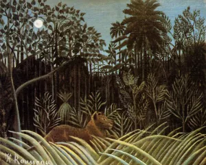 Jungle with Lion by Henri Rousseau Oil Painting