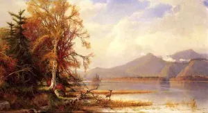 Mountain Lake in Autumn by Henry A. Ferguson Oil Painting