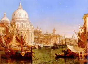A View Along The Grand Canal With Santa Maria Della Salute Oil painting by Henry Courtney Selous