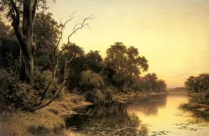 A Backwater of the River Murray, South Australia by Henry James Johnstone Oil Painting