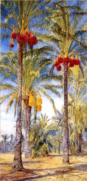 Date Trees, Ramleh, Egypt by Henry Roderick Newman Oil Painting