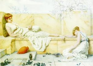 Two Classical Figures Reclining by Henry Ryland Oil Painting