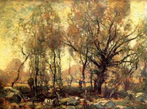 Figure in a Wooded Landscape by Henry Ward Ranger Oil Painting