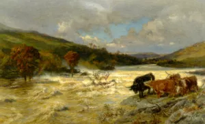 The Wye in Flood by Henry William Banks Davis Oil Painting
