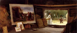 A Country Studio by Henry Woods Oil Painting