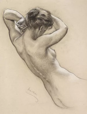 Study of Florrie Bird for a water nymph in 'Prospero Summoning Nymphs and Deities' Oil painting by Herbert James Draper