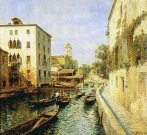 Canal in Venice by Herman Herzog Oil Painting