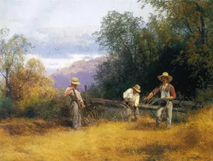 Gathering the Rye by Herman Herzog Oil Painting