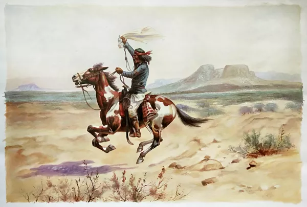 Apache Indian Scout Signalling the Column Oil Painting Reproduction