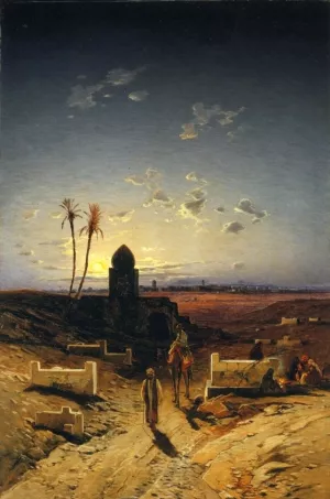 Twilight in the Desert by Hermann David Solomon Corrodi Oil Painting