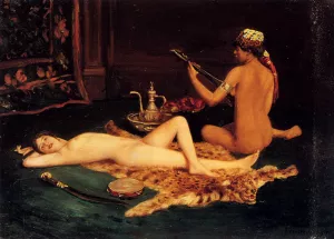 Reclining Odalisque by Hermann Fenner Behmer Oil Painting