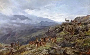 Deer in the Mountains by Heywood Hardy Oil Painting
