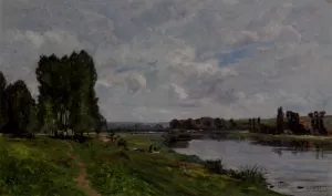 Washerwoman on the Riverbank by Hippolyte Camille Delpy Oil Painting