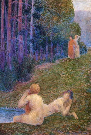 Bathers by a Stream by Hippolyte Petitjean Oil Painting