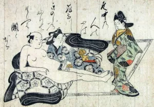 Shunga by Hishikawa Moronobu Oil Painting
