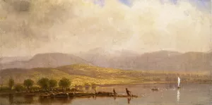 Landscape with Fisherman by Homer Dodge Martin Oil Painting