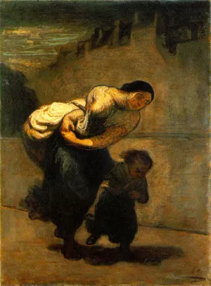 The Burden the Laundress by Honore Daumier Oil Painting