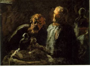 Two Sculptors by Honore Daumier Oil Painting