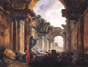 Imaginary View of the Grande Galerie in the Louvre in Ruins by Hubert Robert Oil Painting