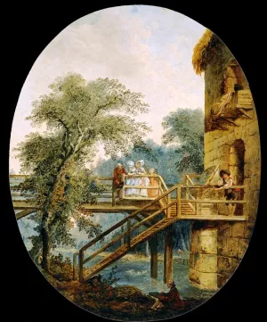 The Footbridge by Hubert Robert Oil Painting