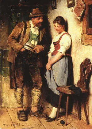 The Sweetheart by Hugo Kauffmann Oil Painting