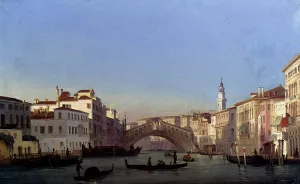 The Rialto Bridge, Venice by Ippolito Caffi Oil Painting