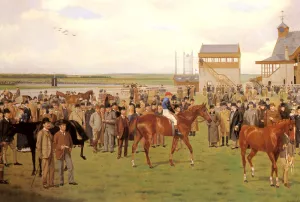Newmarket, The Rowley Mile Course, The 2,000 Guineas by Isaac J. Cullin Oil Painting