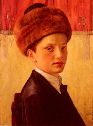 Portrait of a Young Chassidic Boy by Isidor Kaufmann Oil Painting