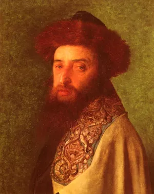 Young Rabbi with Blue Tallis by Isidor Kaufmann Oil Painting