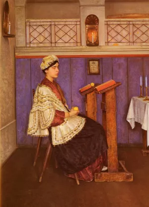 Young Woman in the Synagogue by Isidor Kaufmann Oil Painting