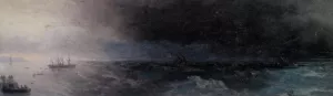 Battleship on a Stormy Sea by Ivan Konstantinovich Aivazovsky Oil Painting