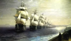 Parade of the Black Sea Fleet in 1849 by Ivan Konstantinovich Aivazovsky Oil Painting