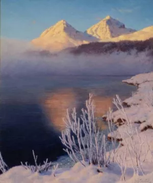 Mountainous Lake Scene by Ivan Fedorovich Choultse Oil Painting