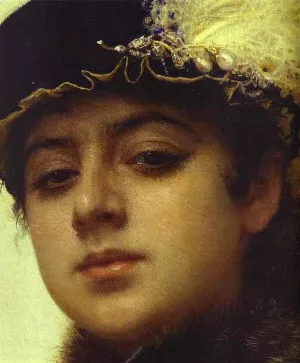 Portrait of a Woman Detail by Ivan Nikolaevich Kramskoy Oil Painting