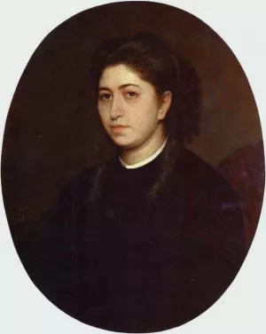 Portrait of a Young Woman Dressed in Black Velvet by Ivan Nikolaevich Kramskoy Oil Painting