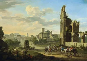 Rome: A View of the Forum Romanum by Jacob De Heusch Oil Painting