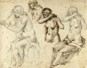 Four Studies of a Woman by Jacob De Ii Gheyn Oil Painting