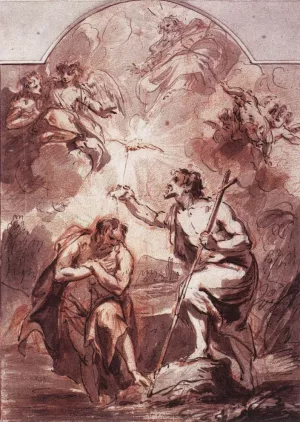 The Baptism of Christ in the Jordan by Jacob De Wit Oil Painting