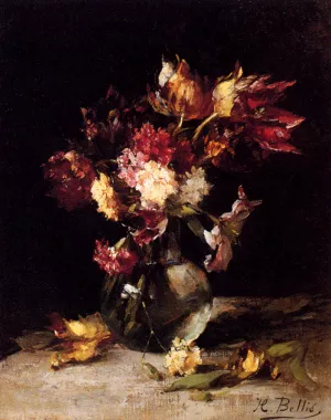Still Life of Tulips and Carnations in a Vase by Jacob More Oil Painting