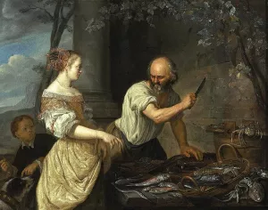 A Fish Seller by Jacob Toorenvliet Oil Painting