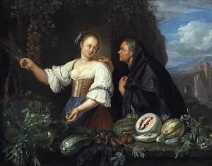 A Vegetable Seller by Jacob Toorenvliet Oil Painting