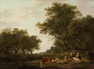 Landscape with a Shepherd by Jacob Van Strij Oil Painting
