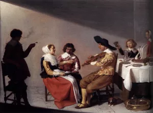 A Musical Party by Jacob Van Velsen Oil Painting
