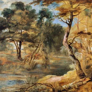 Wooded Landscape with a Stream by Jacques Fouquier Oil Painting