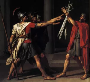 The Oath of the Horatii Detail by Jacques-Louis David Oil Painting